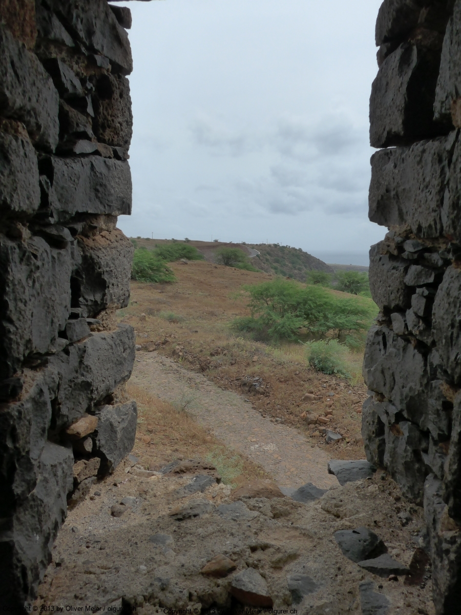 Guy Felsenfestung über Cidade de Velha Ausblick vom Wachturm in zwei Richtungen 1